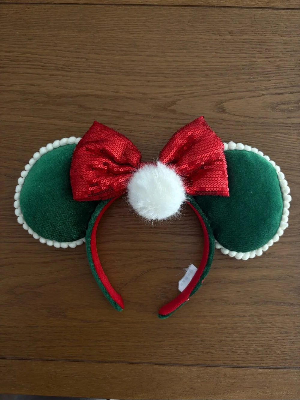 Holiday Minnie Green Ears and Red Bow